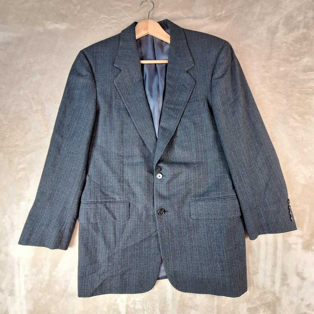 Barneys New York Sport Coat Mens 40R Gray Check Ventless 2 Button Jacket